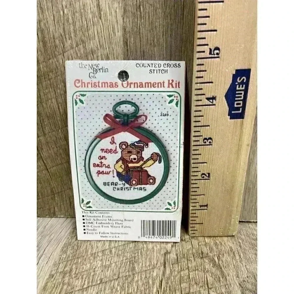 Bear-y Christmas Teddy Bear Ornament Frame Counted Cross Stitch Kit New Berlin